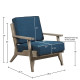 Beach Bungalow Wood & Navy Blue Fabric Lounge Chair